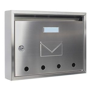Rottner Briefkasten Imola, Wandmontage, Namensschlid, Sichtfenster, Zylinderschloss, inkl. 2 Schlüssel, Edelstahl, B 320 x T 60 x H 240 mm Rottner Briefkasten Imola, Wandmontage, Namensschlid, Sichtfenster, Zylinderschloss, inkl. 2 Schlüssel, Edelstahl, B 320 x T 60 x H 240 mm