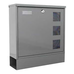 Rottner Briefkasten Postale, Wandmontage, Namensschlid/Postrolle/Sichtfenster, Zylinderschloss, 2 Schlüssel, Stahlblech, B 365 x T 120 x H 380 mm