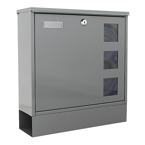 Rottner Briefkasten Postale, Wandmontage, Namensschlid/Postrolle/Sichtfenster, Zylinderschloss, 2 Schlüssel, Stahlblech, B 365 x T 120 x H 380 mm