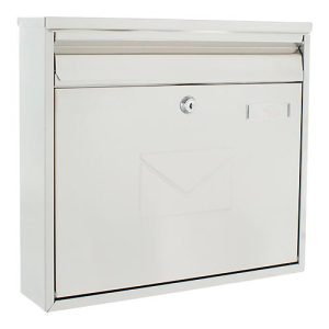 Rottner Briefkasten Teramo, Wandmontage, beidseitiger Einwurf, Namensschlid, Zylinderschloss, inkl. 2 Schlüssel, Edelstahl, B 360 x T 80 x H 320 mm