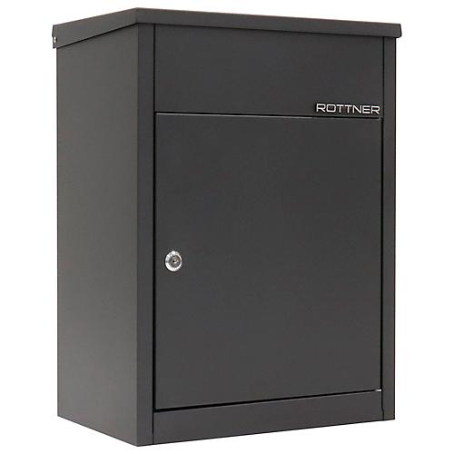 Rottner Paketbriefkasten Parcel Keeper 500, Wand-/Bodenmontage, für Pakete L 310 x B 290 x H 155 mm, Stahlblech pulverbeschichtet, schwarz