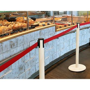 RS GUIDESYSTEMS Absperrpfosten GLA Eco-28, Holzbasis, Gurtauszug 2300 mm, Gurtbreite 50 mm, esche, Gurtfarbe rot RS GUIDESYSTEMS Absperrpfosten GLA Eco-28, Holzbasis, Gurtauszug 2300 mm, Gurtbreite 50 mm, esche, Gurtfarbe rot
