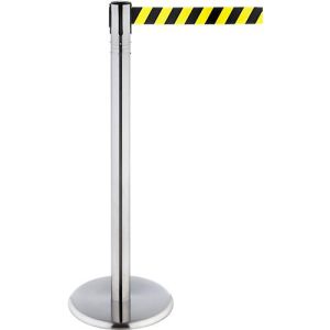 RS-GUIDESYSTEMS Gurtpfosten, Edelstahl, 360° Drehkopf, Höhe 1000 mm, Gurtbandmaß L 2300 x B 50 mm, Gurtfarbe gelb/schwarz RS-GUIDESYSTEMS Gurtpfosten, Edelstahl, 360° Drehkopf, Höhe 1000 mm, Gurtbandmaß L 2300 x B 50 mm, Gurtfarbe gelb/schwarz