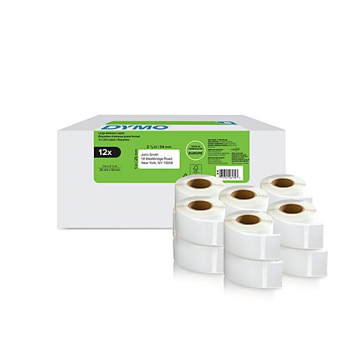 Rücksendeetiketten Dymo® 2177563, 25 x 54 mm, permanenthaftend, Papier, weiß, 12 Rollen mit jeweils 500 Stück