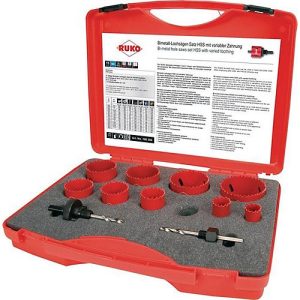 RUKO Lochsägensatz 11-tlg, HSS-Bi-Metall, Ø 19-64 mm, Schnitttiefe 38 mm, für Sanitäranwendungen RUKO Lochsägensatz 11-tlg, HSS-Bi-Metall, Ø 19-64 mm, Schnitttiefe 38 mm, für Sanitäranwendungen