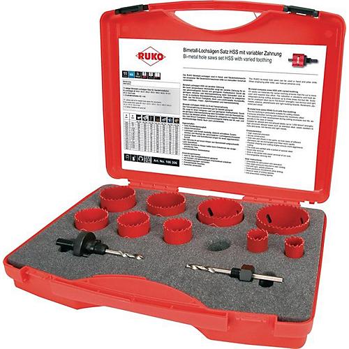 RUKO Lochsägensatz 11-tlg, HSS-Bi-Metall, Ø 19-64 mm, Schnitttiefe 38 mm, für Sanitäranwendungen