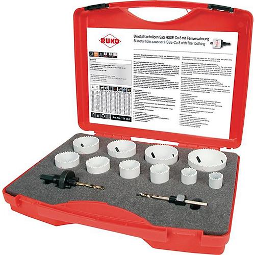 RUKO Lochsägensatz 12-tlg., Ø 22-68 mm, HSSE-Co8-Bi-Metall, Schnitttiefe 38 mm, für Sanitäranwendungen