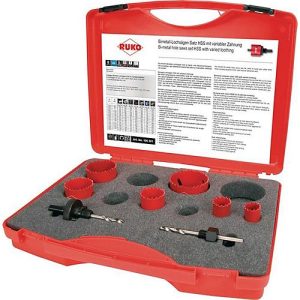 RUKO Lochsägensatz 8-tlg., Ø 19-57 mm, HSS-Bi-Metall, Schnitttiefe 38 mm, für Sanitär, inkl. Kunststoffkoffer RUKO Lochsägensatz 8-tlg., Ø 19-57 mm, HSS-Bi-Metall, Schnitttiefe 38 mm, für Sanitär, inkl. Kunststoffkoffer
