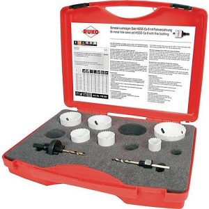 RUKO Lochsägensatz 8-tlg., Ø 22-68 mm, Schnitttiefe 38 mm, HSSE-Co8-Bi-Metall, für Sanitär, Kunststoffkoffer RUKO Lochsägensatz 8-tlg., Ø 22-68 mm, Schnitttiefe 38 mm, HSSE-Co8-Bi-Metall, für Sanitär, Kunststoffkoffer