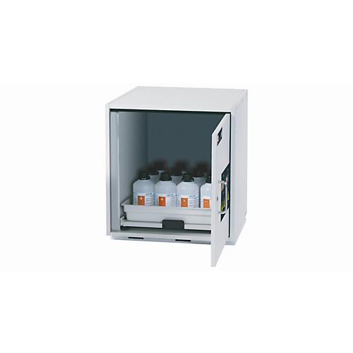 Säuren- und Laugen-Unterbauschrank asecos SL-CLASSIC-UB, Flügeltür, Anschlag rechts, Front Lichtgrau, B 590 x T 570 x H 600 mm