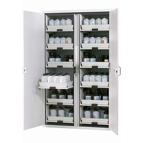 Säuren- und Laugenschrank asecos SL-CLASSIC, Flügeltüren, Front Lichtgrau, B 1197 x T 603 x H 1965 mm