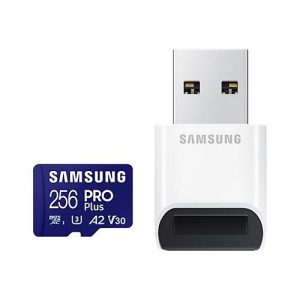Samsung PRO Plus MB-MD256SB – Flash-Speicherkarte – 256 GB – A2 / Video Class V30 / UHS-I U3 / Class10 – microSDXC UHS-I – Blau