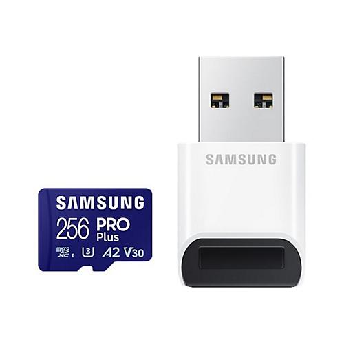 Samsung PRO Plus MB-MD256SB - Flash-Speicherkarte - 256 GB - A2 / Video Class V30 / UHS-I U3 / Class10 - microSDXC UHS-I - Blau