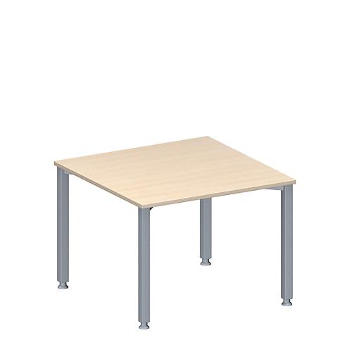 Schäfer Shop Genius Anbautisch MODENA FLEX, höhenverstellbar, Quadrat-Form, 4-Fuß-Quadratrohr, B 1000 x T 1000 mm, Ahorn-Dekor