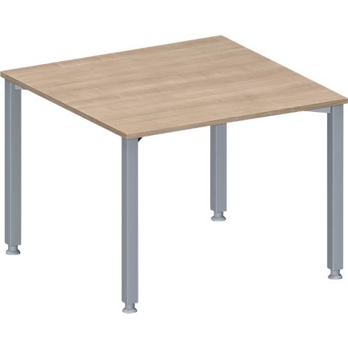 Schäfer Shop Genius Anbautisch MODENA FLEX, höhenverstellbar, Quadrat-Form, 4-Fuß-Quadratrohr, B 1000 x T 1000 mm, Eiche-Dekor