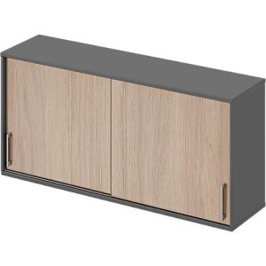 Schäfer Shop Genius Aufsatz-Schiebetürenschrank TETRIS WOOD, 2 OH, B 1600 mm, Höhe inkl. Gleiter, Eiche/graphit Schäfer Shop Genius Aufsatz-Schiebetürenschrank TETRIS WOOD, 2 OH, B 1600 mm, Höhe inkl. Gleiter, Eiche/graphit