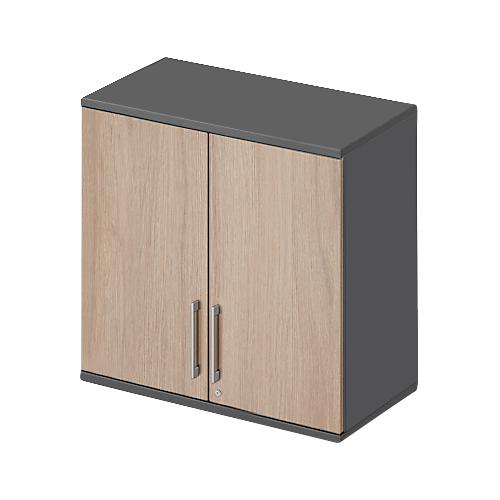 Schäfer Shop Genius Aufsatzschrank TETRIS WOOD, 2 OH, B 800 mm, abschließbar graphit/Eiche