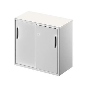 Schäfer Shop Genius Beistellschrank TETRIS SOLID, 2 OH, in Schreibtischhöhe, B 800 mm, 25 mm Abdeckplatte, weiß/weißalu
