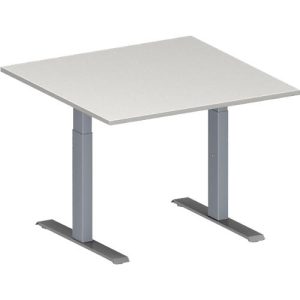 Schäfer Shop Genius Besprechungstisch MODENA FLEX, Quadrat, T-Fuß Rechteckrohr, B 1000 x T 1000 x H 650-850 mm, lichtgrau/weißaluminium RAL 9006 Schäfer Shop Genius Besprechungstisch MODENA FLEX, Quadrat, T-Fuß Rechteckrohr, B 1000 x T 1000 x H 650-850 mm, lichtgrau/weißaluminium RAL 9006