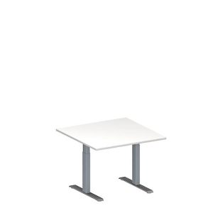 Schäfer Shop Genius Besprechungstisch MODENA FLEX, Quadrat, T-Fuß Rechteckrohr, B 1000 x T 1000 x H 650-850 mm, weiß/weißaluminium RAL 9006 Schäfer Shop Genius Besprechungstisch MODENA FLEX, Quadrat, T-Fuß Rechteckrohr, B 1000 x T 1000 x H 650-850 mm, weiß/weißaluminium RAL 9006
