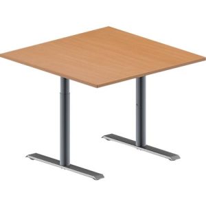 Schäfer Shop Genius Besprechungstisch MODENA FLEX, Quadrat, T-Fuß Rundrohr, B 1000 x T 1000 x H 650-850 mm, Buche/weißaluminium RAL 9006 Schäfer Shop Genius Besprechungstisch MODENA FLEX, Quadrat, T-Fuß Rundrohr, B 1000 x T 1000 x H 650-850 mm, Buche/weißaluminium RAL 9006