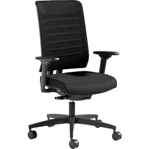 Schäfer Shop Genius Bürostuhl SSI PROLINE PREMIUM S1, teilautomatische Synchronmechanik, mit Armlehnen, Netz-Rückenlehne, schwarz