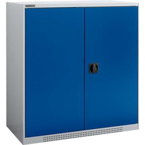 Schäfer Shop Genius Flügeltürenschrank FS, Stahl, mit Belüftungslöchern, B 1055 x T 520 x H 1105 mm, 3 OH, Weißalu/Enzianblau, bis 300 kg Schäfer Shop Genius Flügeltürenschrank FS, Stahl, mit Belüftungslöchern, B 1055 x T 520 x H 1105 mm, 3 OH, Weißalu/Enzianblau, bis 300 kg