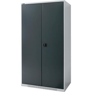 Schäfer Shop Genius Flügeltürenschrank FS, Stahl, mit Belüftungslöchern, B 1055 x T 620 x H 1950 mm, 5 OH, Weißalu/Anthrazitgrau, bis 500 kg Schäfer Shop Genius Flügeltürenschrank FS, Stahl, mit Belüftungslöchern, B 1055 x T 620 x H 1950 mm, 5 OH, Weißalu/Anthrazitgrau, bis 500 kg