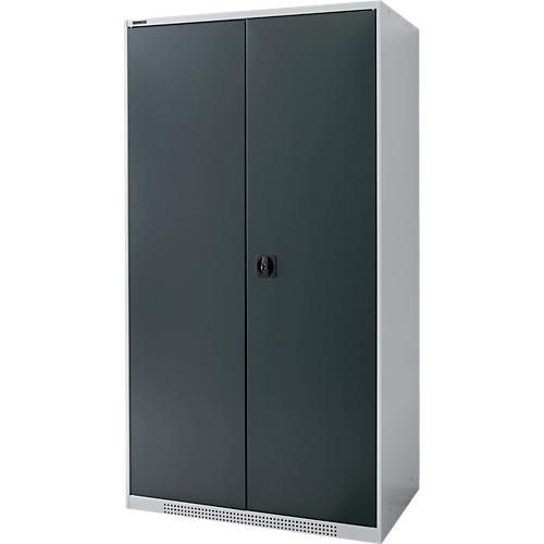 Schäfer Shop Genius Flügeltürenschrank FS, Stahl, mit Belüftungslöchern, B 1055 x T 620 x H 1950 mm, 5 OH, Weißalu/Anthrazitgrau, bis 500 kg