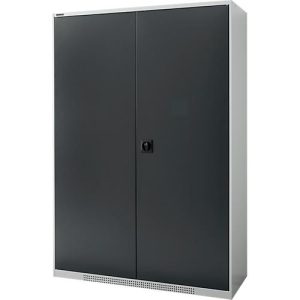 Schäfer Shop Genius Flügeltürenschrank FS, Stahl, mit Belüftungslöchern, B 1343 x T 520 x H 1950 mm, 5 OH, Lichtgrau/Anthrazitgrau, bis 750 kg Schäfer Shop Genius Flügeltürenschrank FS, Stahl, mit Belüftungslöchern, B 1343 x T 520 x H 1950 mm, 5 OH, Lichtgrau/Anthrazitgrau, bis 750 kg