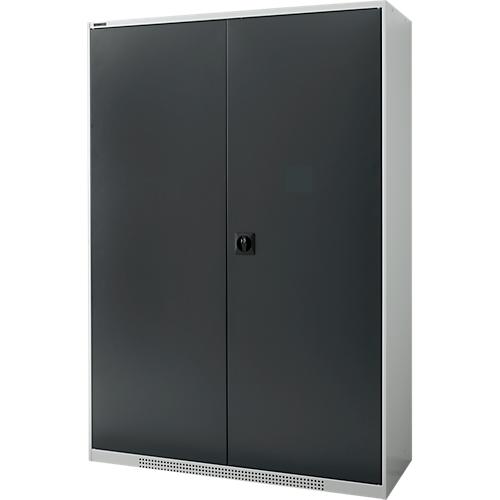 Schäfer Shop Genius Flügeltürenschrank FS, Stahl, mit Belüftungslöchern, B 1343 x T 520 x H 1950 mm, 5 OH, Lichtgrau/Anthrazitgrau, bis 750 kg