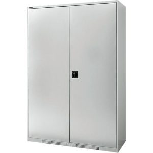 Schäfer Shop Genius Flügeltürenschrank FS, Stahl, mit Belüftungslöchern, B 1343 x T 520 x H 1950 mm, 5 OH, Lichtgrau/Lichtgrau, bis 750 kg Schäfer Shop Genius Flügeltürenschrank FS, Stahl, mit Belüftungslöchern, B 1343 x T 520 x H 1950 mm, 5 OH, Lichtgrau/Lichtgrau, bis 750 kg