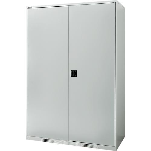 Schäfer Shop Genius Flügeltürenschrank FS, Stahl, mit Belüftungslöchern, B 1343 x T 620 x H 1950 mm, 5 OH, Lichtgrau/Lichtgrau, bis 750 kg