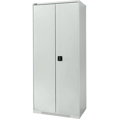 Schäfer Shop Genius Flügeltürenschrank FS, Stahl, mit Belüftungslöchern, B 810 x T 520 x H 1950 mm, 5 OH, Lichtgrau/Lichtgrau, bis 300 kg