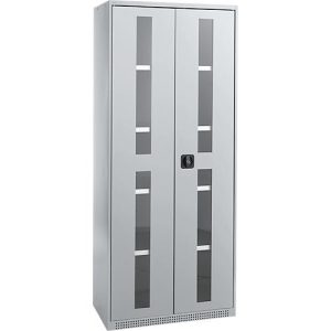 Schäfer Shop Genius Flügeltürenschrank FS, Stahl, Sichtfenster, Lüftungslöcher, B 810 x T 520 x H 1950 mm, 5 OH, Weißalu/Weißalu, bis 300 kg Schäfer Shop Genius Flügeltürenschrank FS, Stahl, Sichtfenster, Lüftungslöcher, B 810 x T 520 x H 1950 mm, 5 OH, Weißalu/Weißalu, bis 300 kg