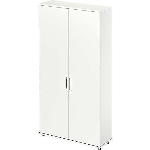 Schäfer Shop Genius Flügeltürenschrank TETRIS WOOD, 6 OH, Höhe inkl. Gleiter, Mitteltrennwand, B 1200 mm, weiß