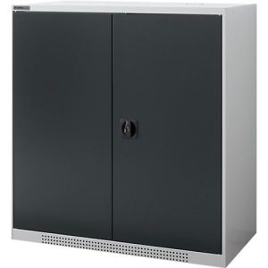 Schäfer Shop Genius Flügeltürschrank FS, 3 OH, abschließbar, 2 Fachböden, bis 450 kg, B 1055 mm, Stahl, weißaluminium RAL 9006/anthrazitgrau RAL 7016