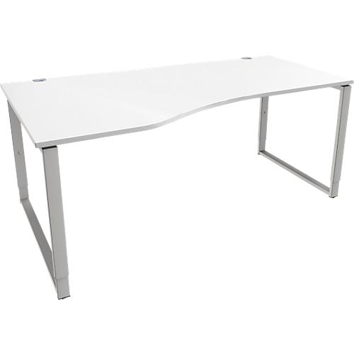 Schäfer Shop Genius Freiformschreibtisch MODENA FLEX, Bügelfuß, manuell höhenverstellbar, Ansatz links, B 1800 mm, weiß