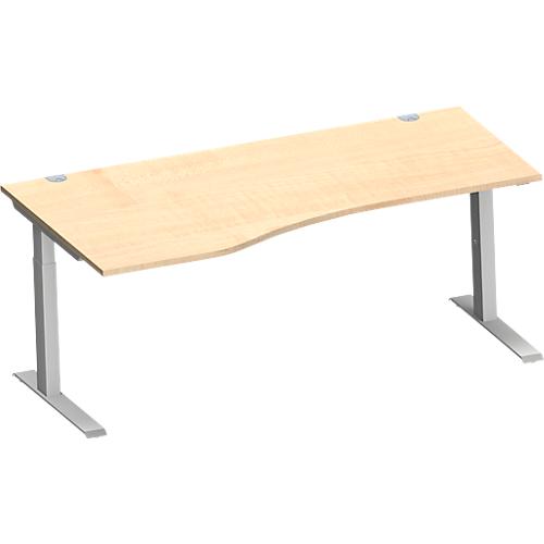 Schäfer Shop Genius Freiformschreibtisch MODENA FLEX, C-Fuß-Rechteckrohr, B 1800 mm, Ansatz links, Ahorn/weißalu