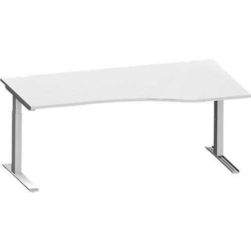 Schäfer Shop Genius Freiformschreibtisch MODENA FLEX, C-Fuß-Rechteckrohr, B 1800 mm, Ansatz rechts, lichtgrau/weißalu