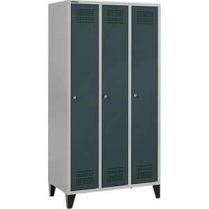 Schäfer Shop Genius Kleiderspind mit Füßen, 3 Abteile, Zylinderschloss, hellsilber/anthrazit