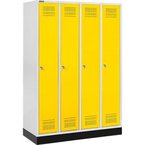 Schäfer Shop Genius Kleiderspind mit Sockel, 4 Abteile, Zylinderschloss, lichtgrau/gelb Schäfer Shop Genius Kleiderspind mit Sockel, 4 Abteile, Zylinderschloss, lichtgrau/gelb