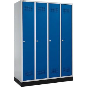 Schäfer Shop Genius Kleiderspind mit Sockel, 4 Abteile, Zylinderschloss, weißaluminium/enzianblau Schäfer Shop Genius Kleiderspind mit Sockel, 4 Abteile, Zylinderschloss, weißaluminium/enzianblau