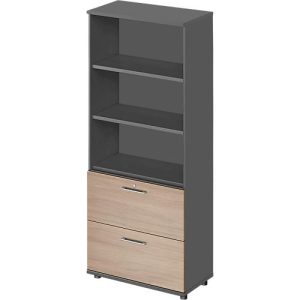 Schäfer Shop Genius Kombischrank TETRIS WOOD, 5 OH, H 1910 mm, 2 Hängeregistraturauszüge, Höhe inkl. Gleiter, graphit/Eiche Schäfer Shop Genius Kombischrank TETRIS WOOD, 5 OH, H 1910 mm, 2 Hängeregistraturauszüge, Höhe inkl. Gleiter, graphit/Eiche