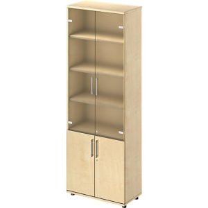 Schäfer Shop Genius Kombischrank TETRIS WOOD, 6 OH, H 2270 mm Glas- und Flügeltüren, Höhe inkl. Gleiter, Ahorn-Dekor