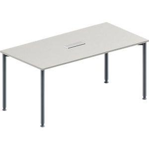 Schäfer Shop Genius Konferenztisch, 3-fach Anschluss, Rechteck, 4-Fuß Rundrohr, B 1600 x T 800 x H 720-840 mm, lichtgrau/weißalu Schäfer Shop Genius Konferenztisch, 3-fach Anschluss, Rechteck, 4-Fuß Rundrohr, B 1600 x T 800 x H 720-840 mm, lichtgrau/weißalu
