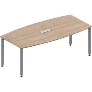 Schäfer Shop Genius Konferenztisch MODENA FLEX, 3-fach Anschluss, Boot, 4-Fuß Quadratrohr, B 2000 x H 720-840 mm, Eiche Dekor/weißaluminium Schäfer Shop Genius Konferenztisch MODENA FLEX, 3-fach Anschluss, Boot, 4-Fuß Quadratrohr, B 2000 x H 720-840 mm, Eiche Dekor/weißaluminium