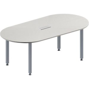 Schäfer Shop Genius Konferenztisch MODENA FLEX, 3-fach Anschluss, Oval, 4-Fuß Quadratrohr, B 2000 x T 1000 x H 720-840 mm, lichtgrau/weißalu Schäfer Shop Genius Konferenztisch MODENA FLEX, 3-fach Anschluss, Oval, 4-Fuß Quadratrohr, B 2000 x T 1000 x H 720-840 mm, lichtgrau/weißalu