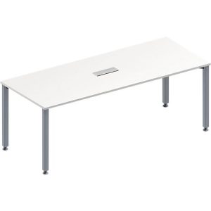 Schäfer Shop Genius Konferenztisch MODENA FLEX, 3-fach Anschluss, Rechteck, 4-Fuß Quadratrohr, B 2000 x T 800 x H 720-840 mm, weiß/weißalu Schäfer Shop Genius Konferenztisch MODENA FLEX, 3-fach Anschluss, Rechteck, 4-Fuß Quadratrohr, B 2000 x T 800 x H 720-840 mm, weiß/weißalu