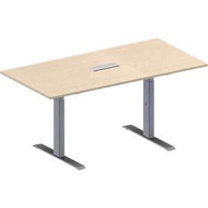 Schäfer Shop Genius Konferenztisch MODENA FLEX, 3-fach Anschluss, Rechteck, T-Fuß Rechteckrohr, B 1600 x T 800 x H 650-850 mm, Ahorn/weißalu Schäfer Shop Genius Konferenztisch MODENA FLEX, 3-fach Anschluss, Rechteck, T-Fuß Rechteckrohr, B 1600 x T 800 x H 650-850 mm, Ahorn/weißalu